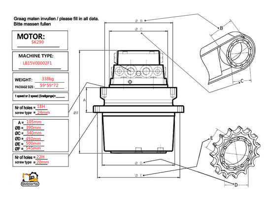Kubota Dizel Motor için Ekskavatör Parçaları V3300 Ana Rulman 1C020-23472