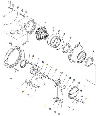 Ekskavatör Seyahat Motoru Komple PC200-8 Komatsu İçin Son Tahrik 708-8F-00250