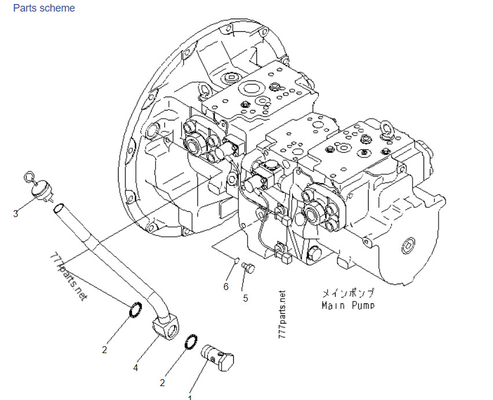 Komatsu PC400-7 708-2H-00022 708-2H-00450 708-2H-00460 Kaz makinelerinin parçaları için hidrolik pompa