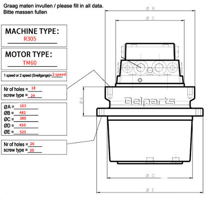 Hyundai R305 R335 R290-7 R300LC-9S Hidrolik Seyahat Motoru 31N8-40011
