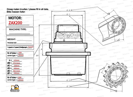 Belparts kazık makinesi HMGF36 ZX200 ZX200-6 Hidrolik seyahat motoru sızıntılı yağ düzeltmesi 9168003 9195451
