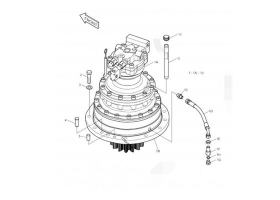 Kırmızı Hidrolik Ekskavatör Parçaları Salıncak Motorlu Güneş 255LC-V DX255 401-00352